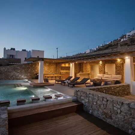 Aura Seaview Sunset Pool W Night Security Guard - Six Bedrooms Villa Fanári